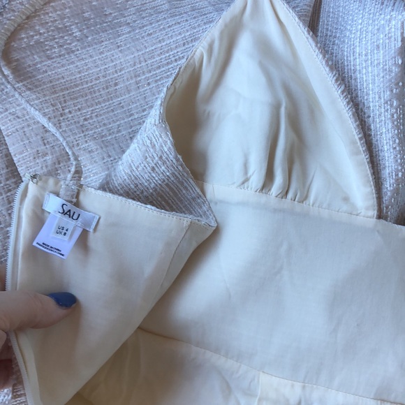 SAU Anthropology Ivory Champagne Spaghetti Strap Dress - Picture 9 of 12